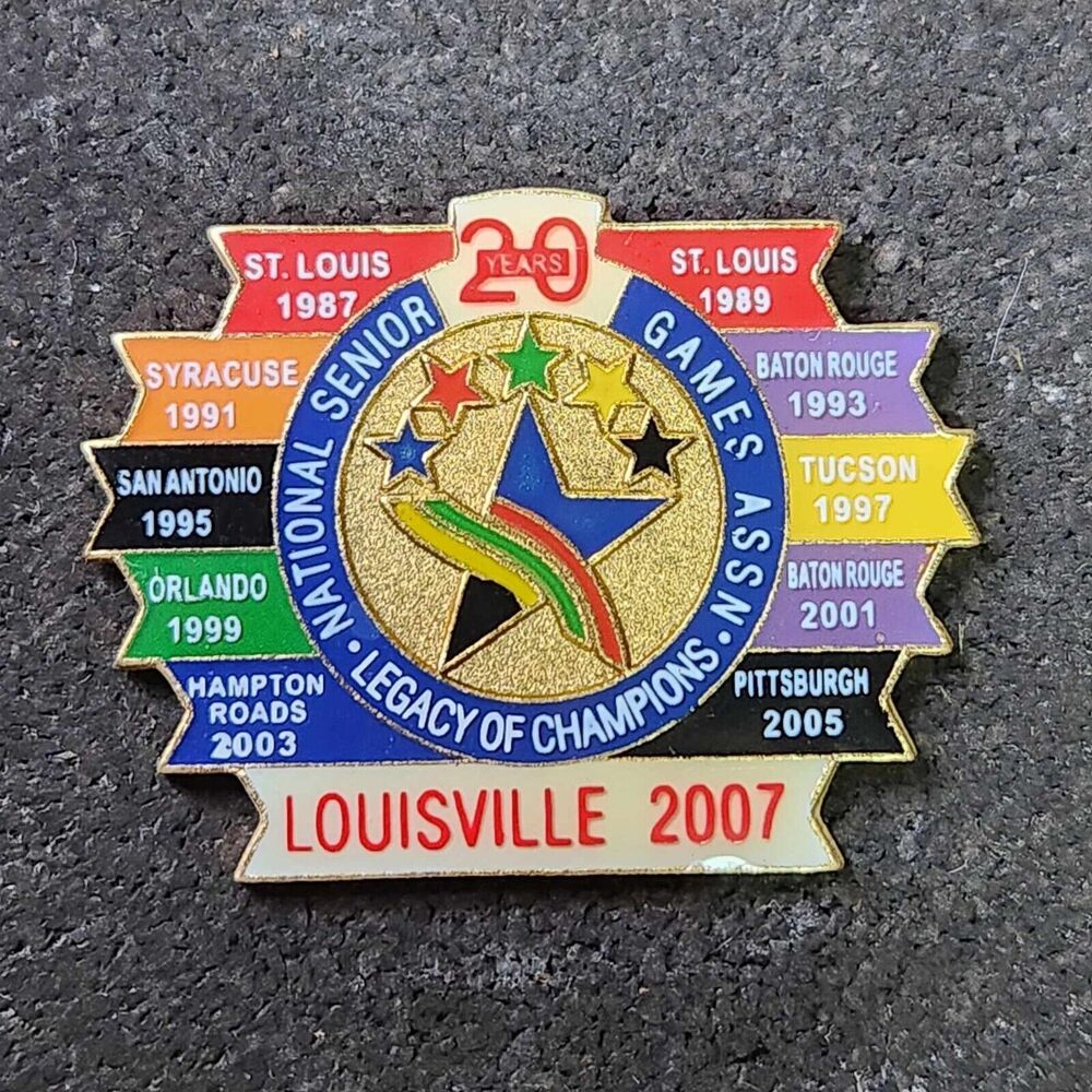Louisville 2007 National Senior Olympic Games 20 Years Legacy Enamel Lapel Pin